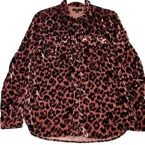 J Crew Womens Top Sz 2 Rose Gold Black Velvet Classic Fit Button Up Shirt Jacket